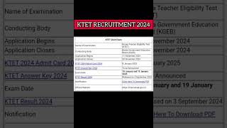 KTET RECRUITMENT 2024 🥳  APPLY NOW shorts ktetexam teacher job recruitment [upl. by Emma]