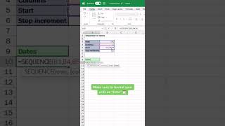 SEQUENCE function for dates in Excel 📅 [upl. by Maddi]