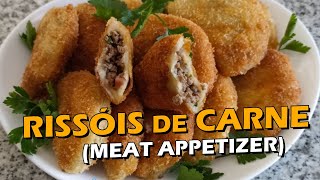 Rissóis de Carne  Meat Appetizer Portuguese Recipe [upl. by Ecirum]