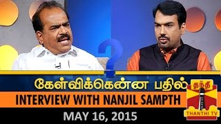 Kelvikkenna Bathil  Exclusive Interview with Nanjil Sampath 16052015 Thanthi TV [upl. by Enirehs554]