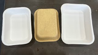 Single station paper plate dish pressing machine making deep food container square bowl [upl. by Sarette]