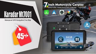 Karadar MT7001 Motorcycle Apple Carplay 7 Inch Android Auto IPX7 Waterproof GPS Navigation Free Map [upl. by Ailemrac731]