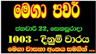 mega power 1003 mega pawar 1003 මෙගා පවර් 20220122 මෙගා පවර් 1003  mega power lottery results [upl. by Hans]