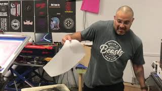 Printing plastisol heat transfers and pressing on tshirt [upl. by Merari684]