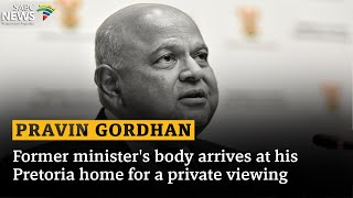 Pravin Gordhan  Former ministers body arrives at his Pretoria home for a private viewing [upl. by Michaeu]