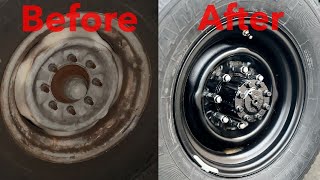 How to Paint Steel Wheels  Make Old Truck Wheels Look Amazing [upl. by Salomone]