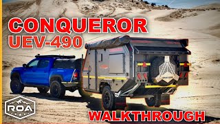 CONQUEROR UEV490 PLATINUM MILITARY TOUGH CAMPER WALKTHROUGH Tour ROA offroad trailer 2022 [upl. by Farris]