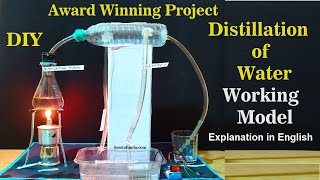 distillation of water working model explanation in english for science exhibition  diy  howtofunda [upl. by Snider]