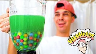 ATOMIC WARHEADS SOUR CANDY CHALLENGE  DIY SMOOTHIE DRINK [upl. by Pfeffer414]