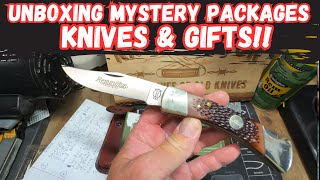 Unboxing Mystery Packages Containing Knives amp Gifts [upl. by Hogen103]