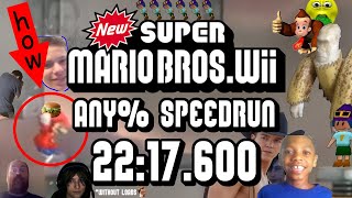 New Super Mario Bros Wii  Any Speedrun in 2217600 Former WR [upl. by Smaoht947]