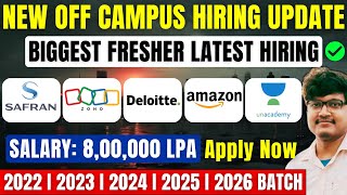 Deloitte Amazon Unacademy Zoho New Hiring  Fresher OFF Campus Drive 2026 2025 2024 2023 Batch [upl. by Bonnee]