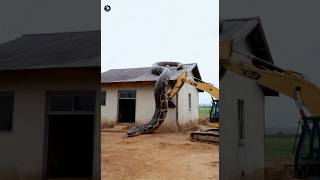 Excavator Strike AGiant Python on the Roofpythonencounter giantanimal bigpython excavator [upl. by Oinimreh]