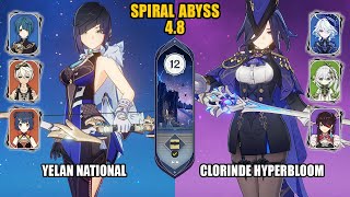 F2P Yelan National amp Clorinde Hyperbloom  Spiral Abyss 48  Floor 12  Genshin Impact [upl. by Carley]