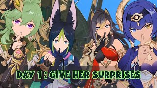 KR DUB 51 Nahida Birthday event Day 1 Give Her Surprises  Genshin Sumeru Walkthrough [upl. by Aimat]