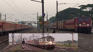 HowrahSMVT Bengaluru Duronto xing with PuriSambalpur Intercity Express at Retang Railway Station [upl. by Acinok]