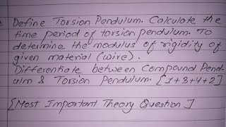 Torsion Pendulum Time Period of Torsional PendulumDetermine Modulus of Rigidity of wireBE Civil [upl. by Ardnat]