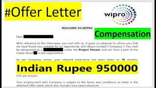 Wipro Offer Letter  18 Months950000 CTC  Full Compensation details  TampC [upl. by Dorren]