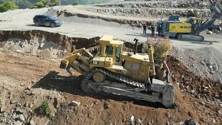 Caterpillar D10N Bulldozer Opening New Level At The Quarry  Samaras Mining Group [upl. by Ynomrah344]