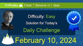 Microsoft Solitaire Collection TriPeaks  Easy  February 10 2024 [upl. by Spearman]