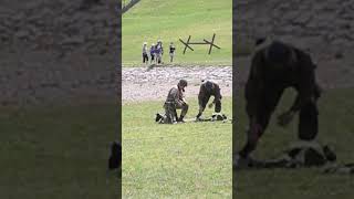 WW D Day Mortar Misfired Directions by Manual at D Day Reenactment in Conneaut Ohio [upl. by Oniotna]