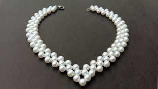 How To Make A Pearl Necklace At Home useful amp easy [upl. by Zetroc43]