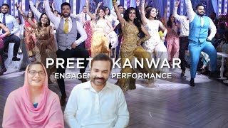 Preet amp Kanwar  Epic Engagement Performnace  Punjabi Reaction [upl. by Oiracam779]