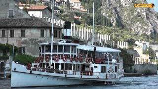 Raddampfer vor Limone Gardasee Riva Lago di Garda Schaufelraddampfer Italia [upl. by Ylyl719]