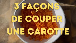 APPRENDRE À COUPER UNE CAROTTE EN RONDELLE  EN BRUNOISE ET EN PAYSANNE  TECHNIQUES DE CUISINIER [upl. by Ashbaugh]