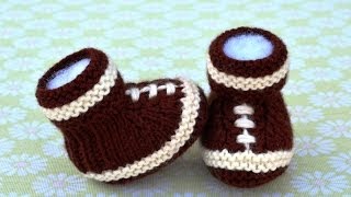 How to Knit Football Baby Booties Part 1 [upl. by Antonietta624]