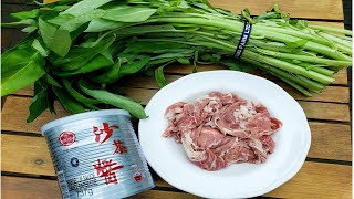 Quick and Simple Sha Cha Sauce Beef Stir Fry with Ong Choy Water Spinach [upl. by Fortna]