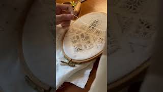 Danish embroidery  whitework embroidery byhening embroidery embroiderydesign embroideryart [upl. by Relyk]