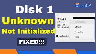 How to Fix Disk 1 Unknown Not Initialized Issue Solved [upl. by Retnuh]