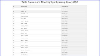 Table Column and Row Highlight by using Jquery CSS [upl. by Jerusalem]