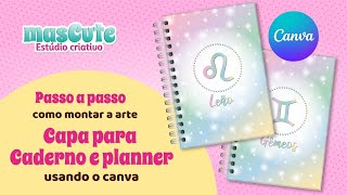 DIY  Como fazer arte capa cadernoplanner no canva  PAP  encadernação e papelaria [upl. by Adrea]