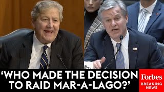 BREAKING NEWS John Kennedy Questions FBIs Wray About Raid On MarALago [upl. by Ocsirf840]