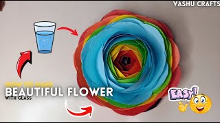 HOW TO MAKE BEAUTIFUL FLOWER 🌸 WITH PAPER AND GLASS 🍸  FLOWER WITH PAPER  ORIGAMI  VASHU CRAFTS [upl. by Tadeas]