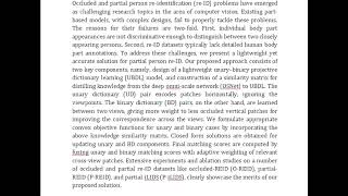 Lightweight Learning for Partial and Occluded Person Re Identification [upl. by Elleira206]