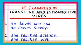 SENTENCES OF TRANSITIVE AND INTRANSITIVE VERBS  10  15 EXAMPLES OF TRANSITIVE OR INTRANSITIVE VERB [upl. by Soracco358]