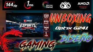 Unboxing  Monitor MSI Optix G241 238quot  144Hz 1ms Panel IPS bajo precio  Mini REVIEW Español [upl. by Nnylkoorb]