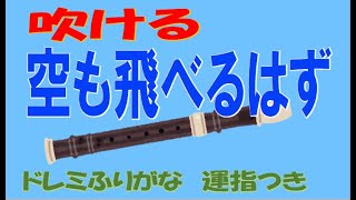 空も飛べるはず アルトリコーダー コード伴奏 ドレミ運指つき [upl. by Neff]