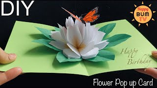 HOW TO MAKE FLOWER AND BUTTERFLY POP UP CARD I DIY BIRTHDAY POP UP CARD I EASY DIY TEACHERS DAY CARD [upl. by The]