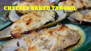 YUMMY CHEEZEE GARLIC BAKED TAHONG  QUICK AND EASY [upl. by Mccormick]