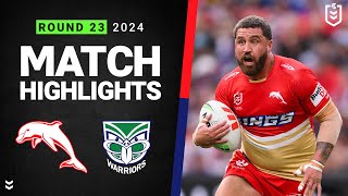 NRL 2024  Dolphins v Warriors  Match Highlights [upl. by Fillian]