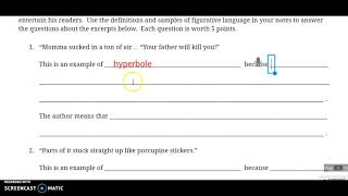 Watsons Go to Birmingham Ch 7 and 8 Figurative Language [upl. by Dahle]