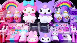 MyMelody vs Kuromi slime Mixing EyeshadowGlitter amp Random things into slime asmr satisfyingslime [upl. by Areval]