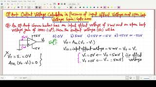 Op Amp Output Voltage Calculation Due to Input Offset Voltage amp Open Loop Voltage Gain  Gate 2000 [upl. by Anai]