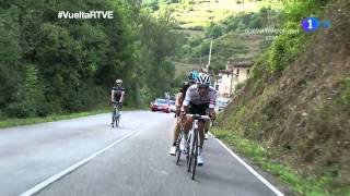 Brambilla and Rovny disqualified for fighting on the bike Stage 16 Vuelta a España 2014 [upl. by Hoy330]