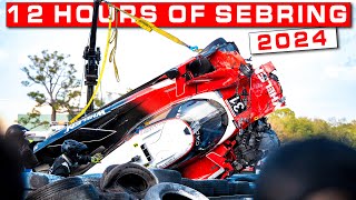 IMSA 12 Hours of Sebring  Sites and Sounds Highlights and Pipo Derani Crash 2024 imsa sebring [upl. by Mick591]