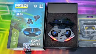 Bluewow K55 Gaming Wireless Earbuds  Unboxing and sound review  Best Gaming wireless earphones [upl. by Zerdna]